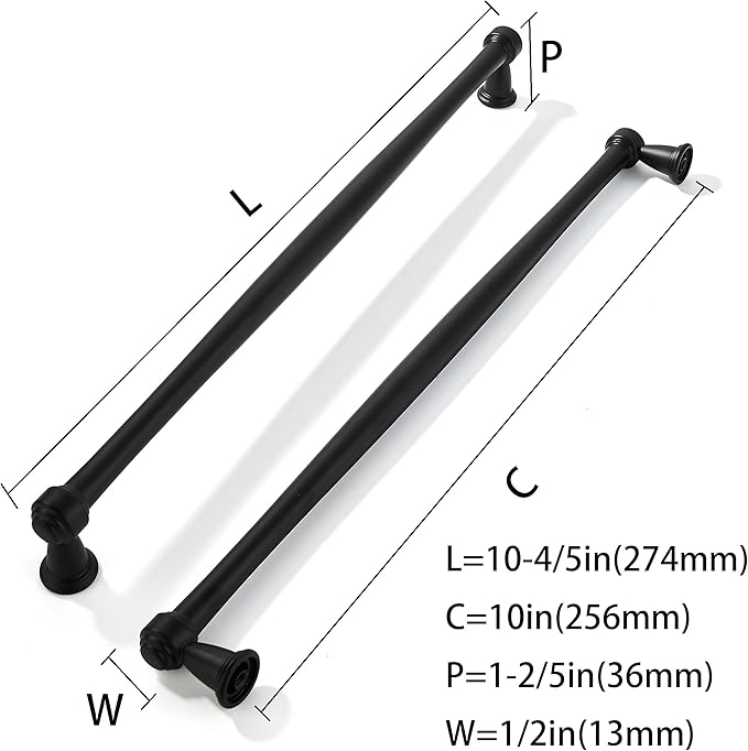 khtumeware 6 Pack 10 Inch(256mm) Black Cabinet Pulls Black Kitchen Matte Black Cabinet Handles Kitchen Cabinet Hardware for Cupboard Drawer Handles Dresser Pulls
