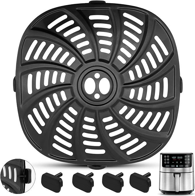 Air Fryer Accessories for Gourmia GAF798 GAF716 7QT Air Fryer, Food Grade Nonstick 8.97''*8.97'' Air Fryer Replacement Parts Rack Tray Grill Pan Grill Plate Crisper Plate, Dishwasher Safe