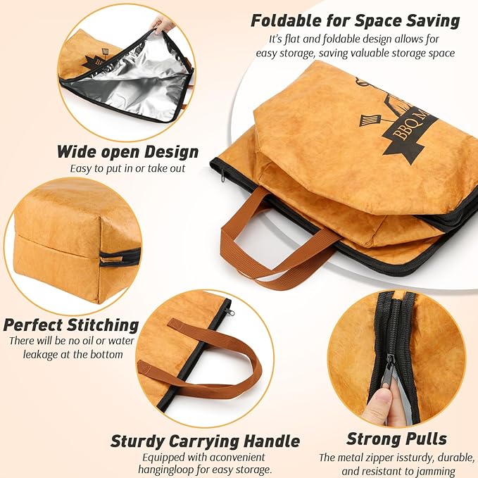 21inch BBQ Blanket for Resting Meat Compatible with Traeger Pitboss Pellet Smoker -BBQ Accessories Meat Insulated Bag for Brisket/Pork Shoulder/Steak -Birthday Anniversary Valentines Day Gift for Men