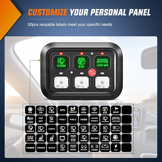 Nilight 6 Gang Switch Panel Universal Circuit Control Relay System with Fuse Wiring Harness Automatic Dimmable ON-Off LED Switch Pod for Cars Trucks Boats ATV UTV SUV, 2 Years Warranty