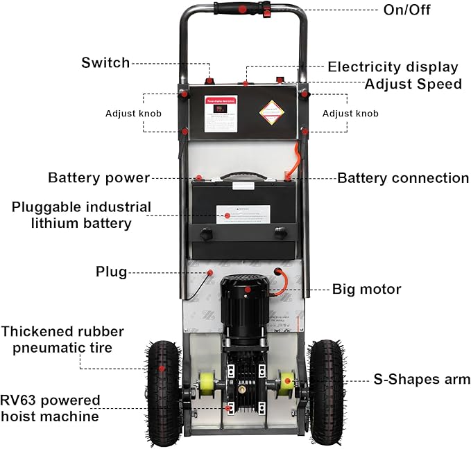 Electric Stair Climbing Hand Trucks Dolly Cart for Moving, 880lb Capacity Heavy Duty, with Folding Handle & Solid Wheel & Brakes