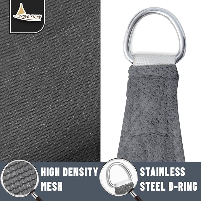 LOVE STORY Custom Size 8' x 24' Dark Grey Sun Shade Sail Canopy Commercial Rectangle Sail Shade Fabric for Patio Garden Backyard Pool (Customized)