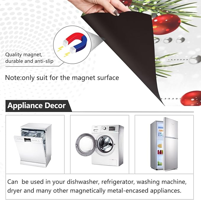 Christmas Dishwasher Cover Panel,Xmas Ornaments Conifer Tree Magnet Cover Decal Decorative Magnetic Sticker Washing Machine Cover Home Season Decor,26" x 23"