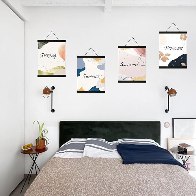 4 Pack Magnetic Poster Hanger Frame 20 inch Black- 20x24 20x30 20x28 Poster Frame for Wall Art Pictures Photos Prints Maps Diamond Art Painting