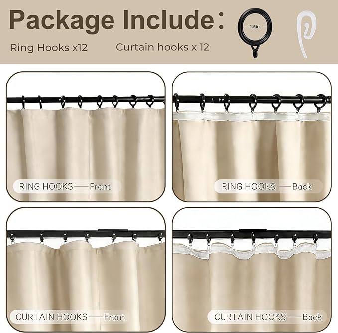Room Divider Blackout Curtain Track Curtains Wall Dividers Panels Screen for Living Rooms Bedroom Office Privacy Partition Separation, W52 × L96 Inch,1 Panel, Beige