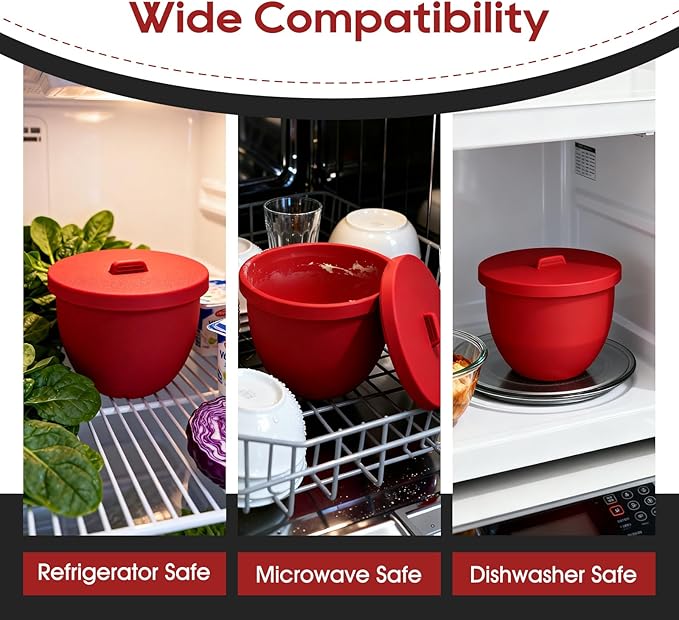 Silicone Bowl Liners for 5 Qt KitchenAid Mixers,3 Liners with Lids,Compatible with Stand Mixers,Non-Stick,Dishwasher Safe,Kitchen Accessory,White&Red&Black