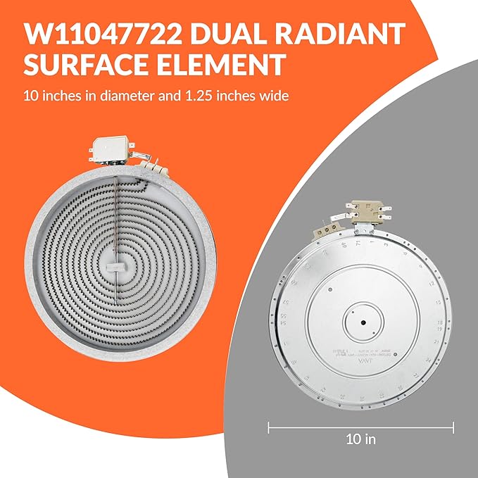 𝟮𝟬𝟮𝟲 𝙐𝙥𝙜𝙧𝙖𝙙𝙚𝙙 W11047722 8523692 W10248262 10" Radiant Surface Heating Element by puxyblue Fit for Whirl-pool Ken-more May-tag Electric Stove Range Replaces WP8273992 PS11775308 AP6041999