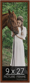wallsthatspeak 9x27 Dark Walnut Rustic Pine Picture Frame for Puzzles Posters Photos or Artwork