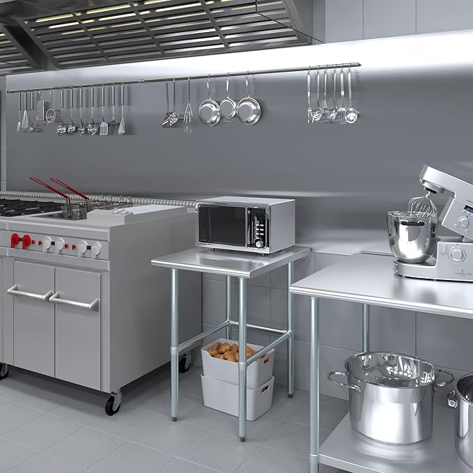 AmGood Stainless Steel Work Table Open Base | NSF | Laundry Garage Utility Bench (24" Long X 30" Deep)