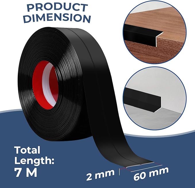 Storystore Wall Corner Protector Moulding Trim 2.4 in x 23 Ft,Peel and Stick Corner Moulding Trim, Self Adhesive Corner Guards Edge Protector for Wall Edge Corner, Countertop,Black