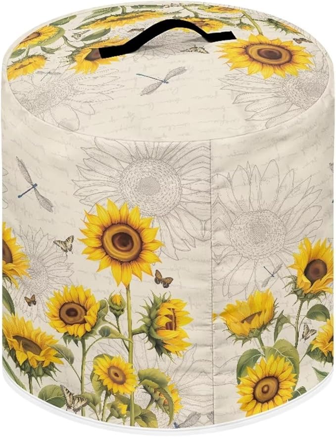 Xoenoiee Butterfly Dragonfly Sunflower Print Kitchen Appliance Dust Covers with Pockets, Electric Pressure Cooker Compatible with Rice Cooker Air Fryer Cover, for 6 Qt Pot