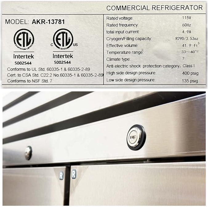 Commercial Refrigerator 2 doors Stainless Steel Solid 54" Width, Capacity 43Cuft, 110V for Restaurant Kitchen Cooler Fridge, NSF Certified