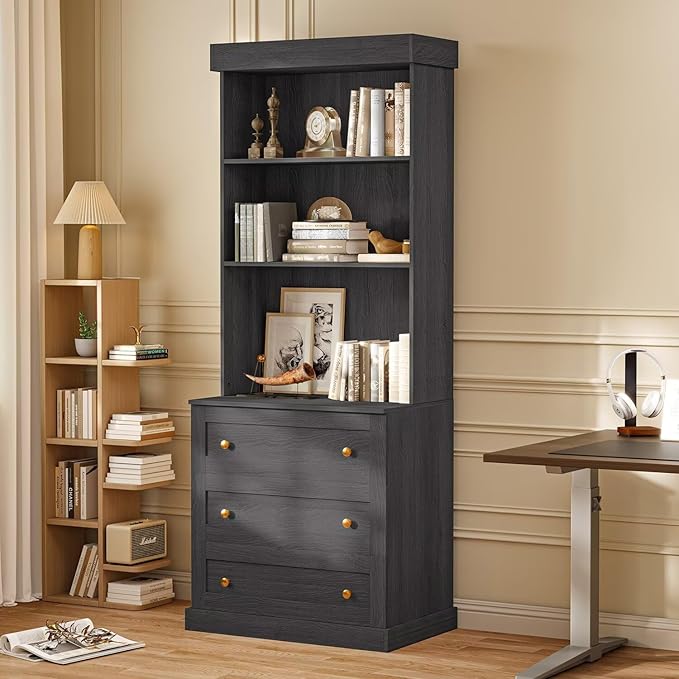 71" Tall Farmhouse Kitchen Pantry, Large Freestanding Storage Cabinet with Drawers, Coffee Bar Hutch with Microwave Stand and Adjustable Shelves for Kitchen and Living Room, Black, Set of 2