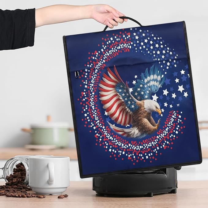 Kitchen Aid Mixer Cover Animal Eagle American Flag Stand Mixer Cover Compatible with 6-8 Quarts Stand Mixers, Dust Covers with Zipper Pocket Foldable Washable Kitchen Aid Organizer Bag