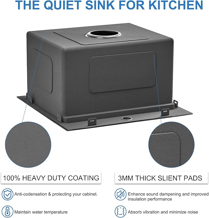 Scamall 18x18x10 Drop In Kitchen Sink Workstation, Brushed Silver 304 Stainless Steel Deep Single Bowl with Quick Drainage & Tarnish-Free Surface for Bar, Laundry, RV, Includes Accessories