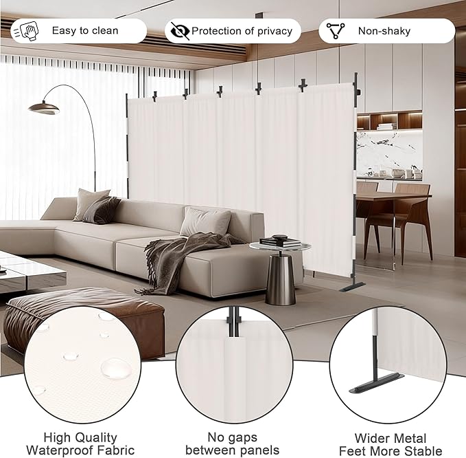 6 Panel Room Divider,6ft Folding Screen Portable Wall Partition Room Divider with 4 Metal Feet,Privacy Screen Indoor Doubles as a Cubicle Wall,Suitable for Bedroom Dressing Room Office