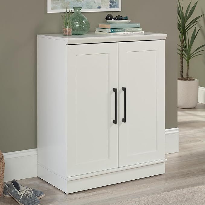 HomePlus Small Kitchen Pantry Storage Cabinet with Adjustable Shelves, Living Room Storage Cabinet, Soft White Finish