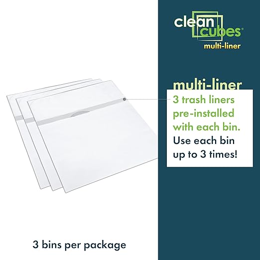 13 Gallon Disposable Pop-Up Trash Cans (3-Pack, Multi-Liner) with Fitted Bags – Foldable Garbage & Recycling Bins for Parties, Events & Kitchen (White, 17" H x 13.5" W x 10" D)