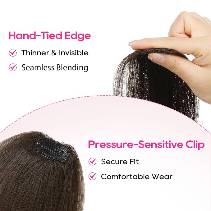 REECHO Clip in Hair Volumizer, Short Thick Clip in Hairpieces Adding Extra Hair Volume Extensions for Women with Thin Fine (Chocolate Brown, 8 Inch(Pack of 2))
