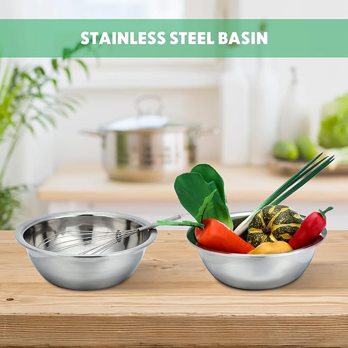 Pinkunn 12 Pcs Stainless Steel Mixing Bowls, Nesting Metal Salad Prep Bowls Bulk Reusable Baking Food Container Large Medium Small for Kitchen Hotel Restaurant Cooking, Silver (12.6 x 4.25 Inch)