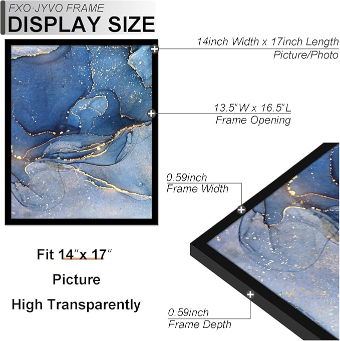 14x17 Picture Frame Set of 6, Black Frame for 14 x 17 Inch Picture Poster Photo, Light Weight and High Transparent 14 by 17 Frame for Wall - 6 Pack/Black/14 x17