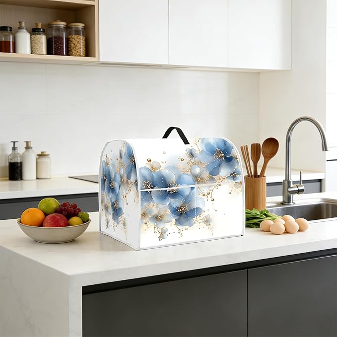 Stand mixer cover with handle and storage bag, reusable and washable, stylish retro floral design, keeps kitchen countertops clean and tidy (fits 6-8 quart mixers).