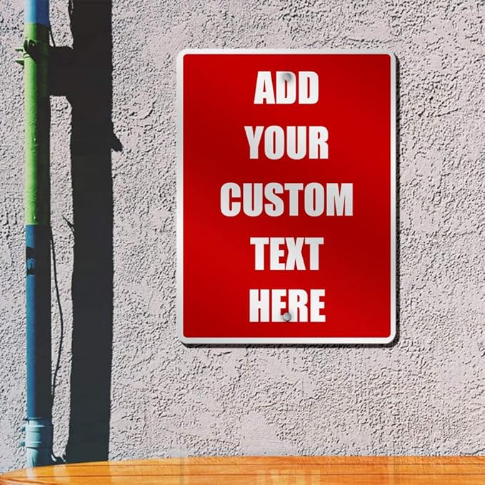 Aluminum Weatherproof Metal Sign Multiple Sizes Custom Personalized Text Here Red White Danger Vertical Street 9x12Inches