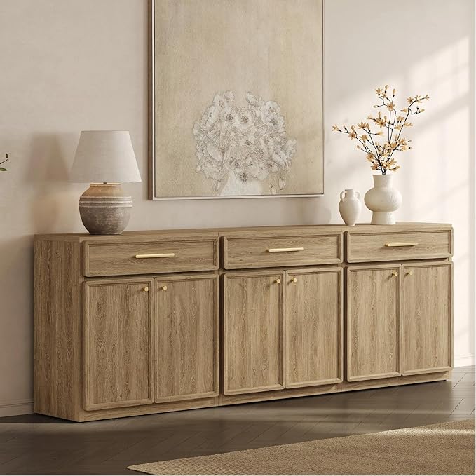 SICOTAS Buffet Cabinet with Storage Large Accent Storage Cabinet with Doors and Shelves 60" Modern Farmhouse Sideboard Credenza Buffet Table Coffee Bar for Living Room Kitchen Dining Room Entryway