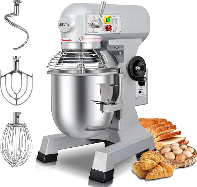 15Qt Commercial Food Mixer with Timing Function, Commercial mixer 3-Speed Adjustable Heavy Duty, Electric Stand Dough Mixer with Stainless Steel Bowl for Bakery Pizzeria (Upgraded)