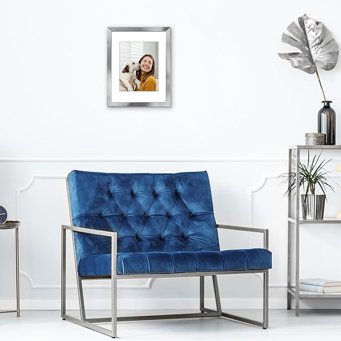 Americanflat 11x14 Picture Frame with Polished Crystal-Clear Glass - Use as 8x10 Frame with Mat or Display 11x14 Photo Without Mat - Signature Collection - Picture Frames for Wall Display - Silver