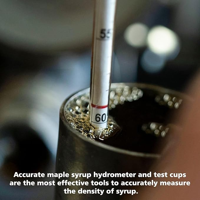 Maple Syrup Hydrometer Test Cup Kit - Maple Syrup Density Kit, Baume and Brix Scale, Stainless Steel Maple Syrup Kit with Cleaning Brush - Calibrated to Create Pure Maple Syrup