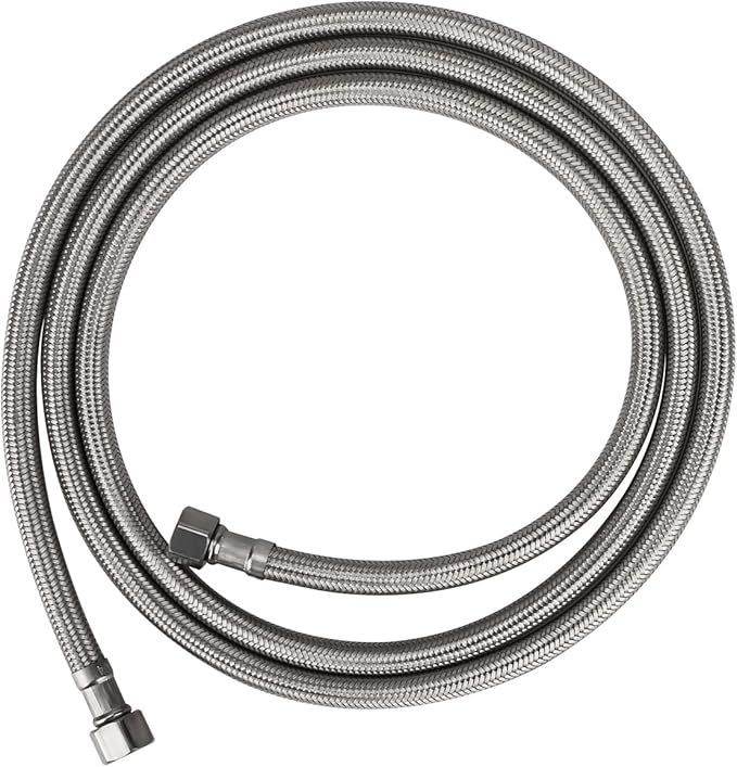 Dishwasher Installation Kit, 6 FT Braided Stainless Steel Supply Line with 3/8"x3/8"MIP Elbow, 3/8"x 3/4" FHT Elbow