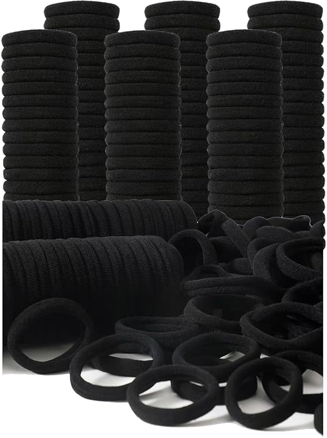 200PCS Black Hair Ties for Women & Girls Men Kids Toddler - Seamless, Thick, No Damage Elastic Hair Bands for Ponytails, Workouts, and Daily Use, Soft Seamless Nylon Hair Ties For Thick & Curly Hair.