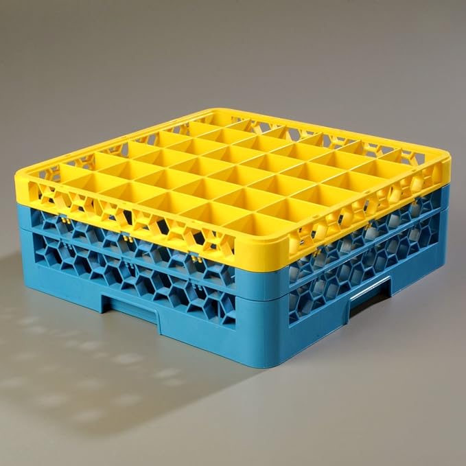 CFS (RG36-2C411) OptiClean 36-Compartment Glass Rack with 2 Extenders Yellow