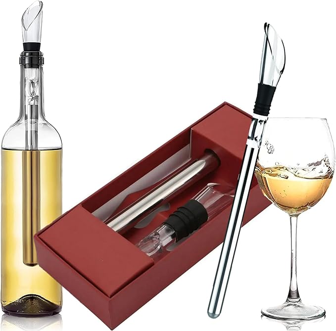 Wine Chiller Stick Small Wine Cooler 3-in-1 Stainless Steel Wine Bottle Cooler Stick Iceless Wine Chillers for Bottles Wine Gifts Champagne Chiller