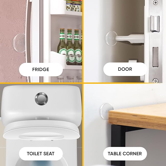 Large 2" Door Knob Wall Protectors – 4 Clear Self-Adhesive Silicone Bumper Pads in Flat Dome Button Shape – Noise Dampening Wall & Furniture Guards by VELLAX