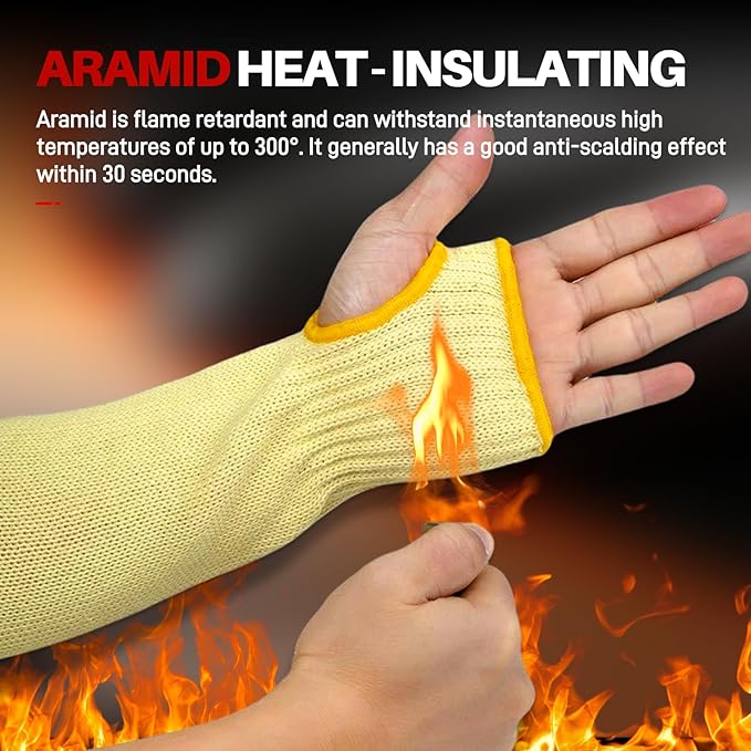 Cut Resistant Sleeves With Thumb Hole,Thin Skin Arm Protection Sleeves And Bruising, kevlar Sleeves For Women, Men, Elderly(Yellow,11.8 in)