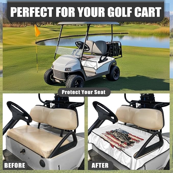 Golf Cart Seat Cover Cushion with Non-Slip Backing and Breathable Microfiber Fabric, Designed for Comfort and Protection in Outdoor Environments