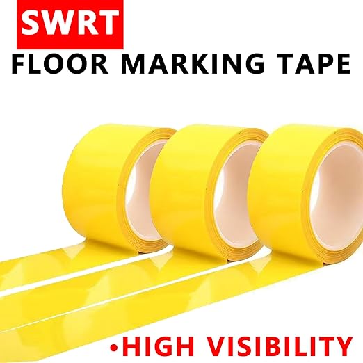 SWRT 2" x 110FT Yellow Floor Marking Tape and Dance Splicing Tape, Caution Gym Floor Tape Warning Safety Stripe Tape for Floor Marking, Athletics, School, Restaurants, Equipment and More