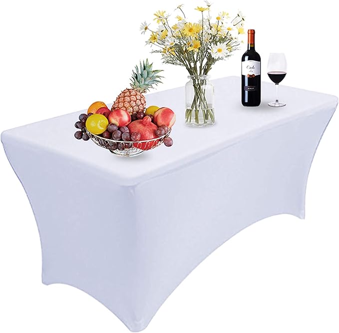 RELIANCER 1 Pack Stretch Spandex Table Covers for Rectangular Tables,8FT Elastic Fitted Tablecloth,Universal Rectangular Table Cloth Protector for Outdoor Party,Wedding,Bar,Birthday,Banquet,Events