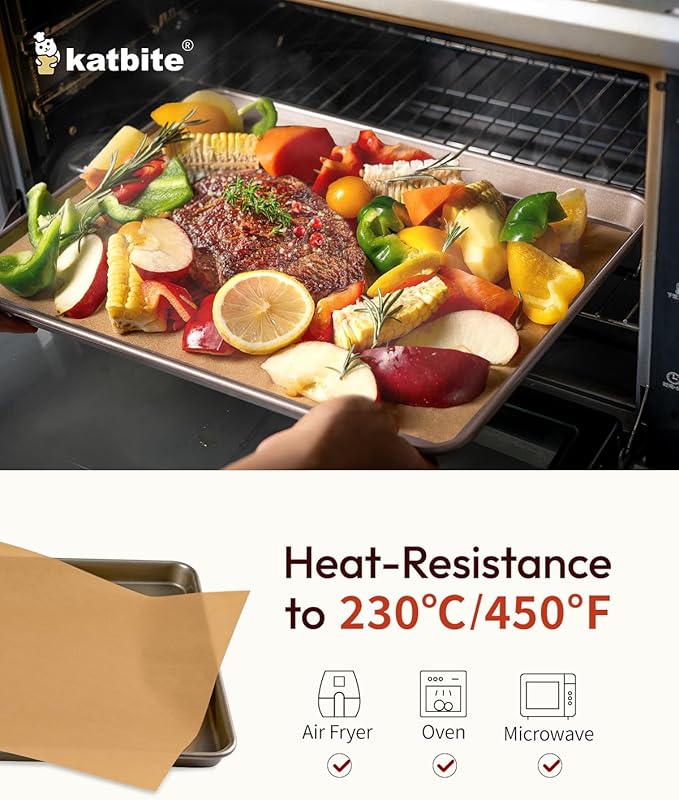 Katbite 600 Sheets 12x16 In Parchment Paper, Heavy Duty Baking Paper, Unbleached Non-stick Sheets for Air Fryer, Grilling, Steaming Cooking Bread Cake and Wrapping Foods