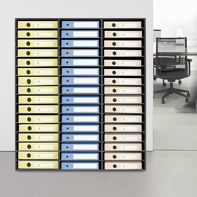 Literature Organizer,Desktop File Sorter Mail Center,Paper Storage Cabinet with 48 Slots Compartments,Suitable for Home School Office (48 Slots Black)