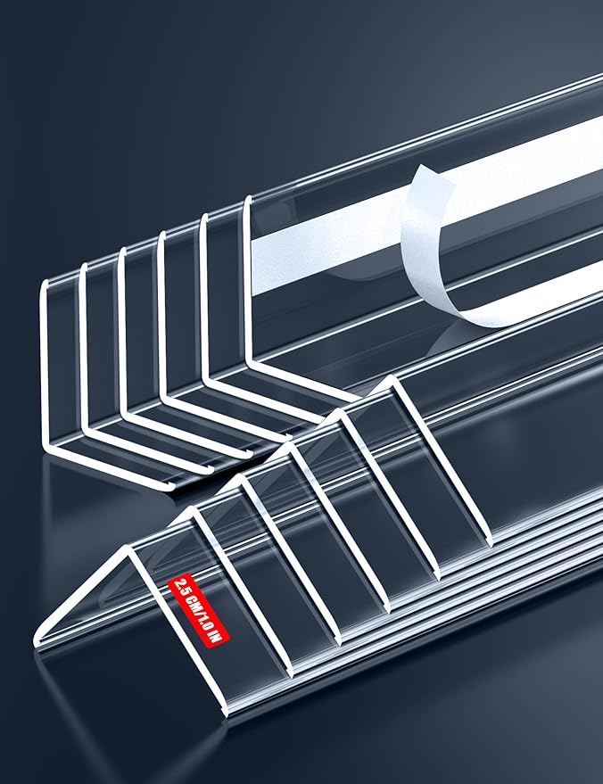 12PCS Clear Self-Adhesive Wall Corner Protectors，Corner Guards & Edge Protector for Wall Door Frame Cabinet Baseboard & Door, Table, Stair (36" x 1.0")