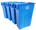United Solutions Highboy Recycling Bin, 23 Gallon, Space Saving Slim Profile and Simple Bag Removal, Indoor or Outdoor Use, Integrated Handles for Easy Carrying, 4-Pack, Plastic, Recycle Blue