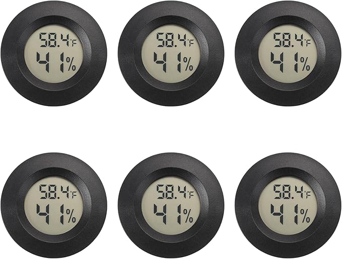 Mini Hygrometer Digital Thermometer Humidity Meter 6 Pack Hygrometer Thermometers Indoor/Outdoor Humidity Monitor Reptile Thermometer for Greenhouse Garden Cellar Fahrenheit(℉)/ Celsius(℃)