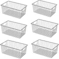Upright Freezer Organizer Bins， Freezer Baskets for 16, 17, 21 cu.ft Standup Freezer, Wire Storage Baskets with Built-in Handles for Frozen Foods, Snacks, Vegetables, Fruits and More, Set of 6 , Black