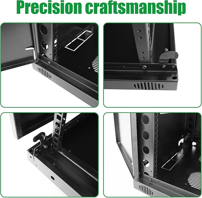 6U Server Cabinet Wall Mount Rack Enclosure with 2 Server Fans Locking Glass Door Removable Side Panels 19in Network Cabinet 13" Installation Depth for Computer/Audio Video/Data Equipment(13INCH, 6U)