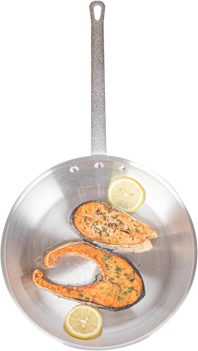Restaurantware-Met Lux 12 Inch Fry Pan, 1 Durable Frying Pan - Satin Finish, Triple-Riveted, Silver Aluminum Cooking Skillet, For Searing, Sautéing, And Browning Food