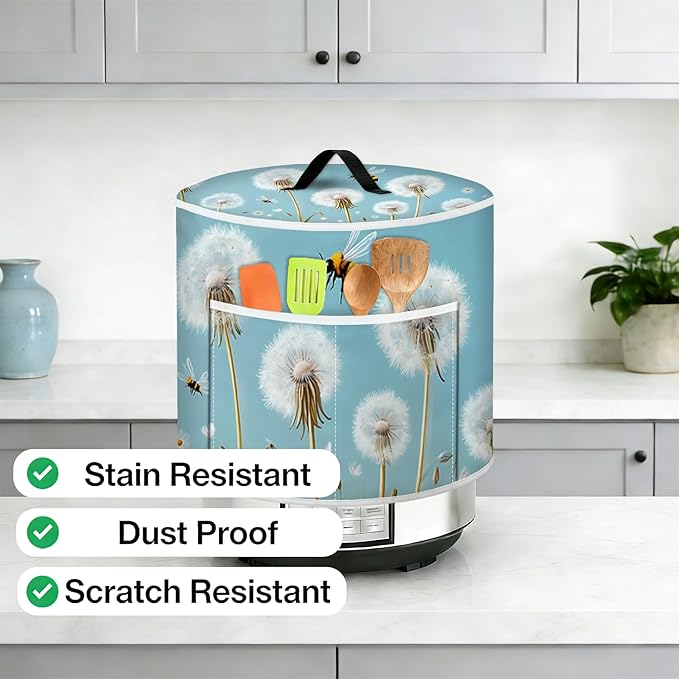 Air Fryer Dust Cover with Top Handle and Storage Bag, Compatible with Rice Cookers, Pressure Cookers, Slow Cookers and Air Fryers, Available in 3-Quart, 6-Quart and 8-Quart Sizes.