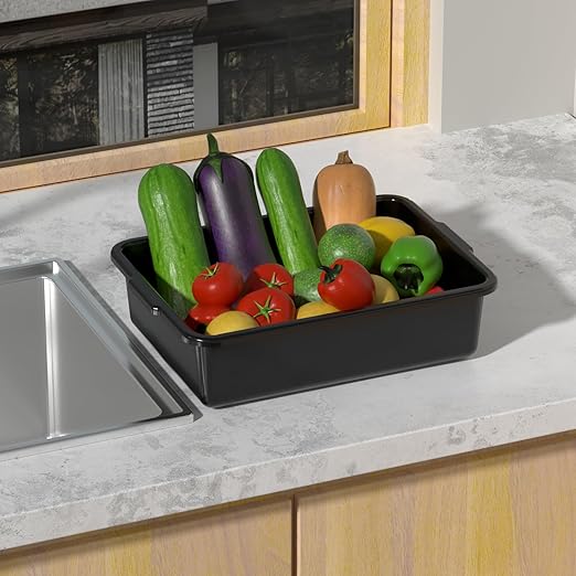 Black Small Plastic Bus Tubs, 8 L Food Service Bus Tub Box, 5 Packs